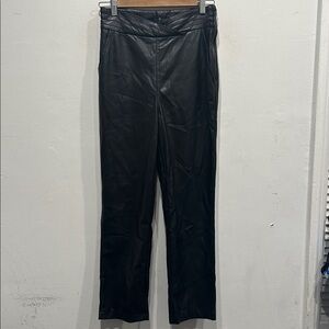 7 For All Mankind Black Faux Leather Pants pockets straight leg size small NWT